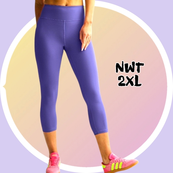 NWT 2X Capri Weight is Great For Summer High Waisted Leggings w 2 Pockets - Picture 1 of 14